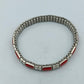 Elastisches Armband Edelstahloptik mit roten Emaille-Elementen