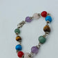 Armband mit bunten Edelsteinperlen und Silberverschluss