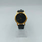 Armbanduhr Goldfarben Schwarzes Zifferblatt Lederarmband