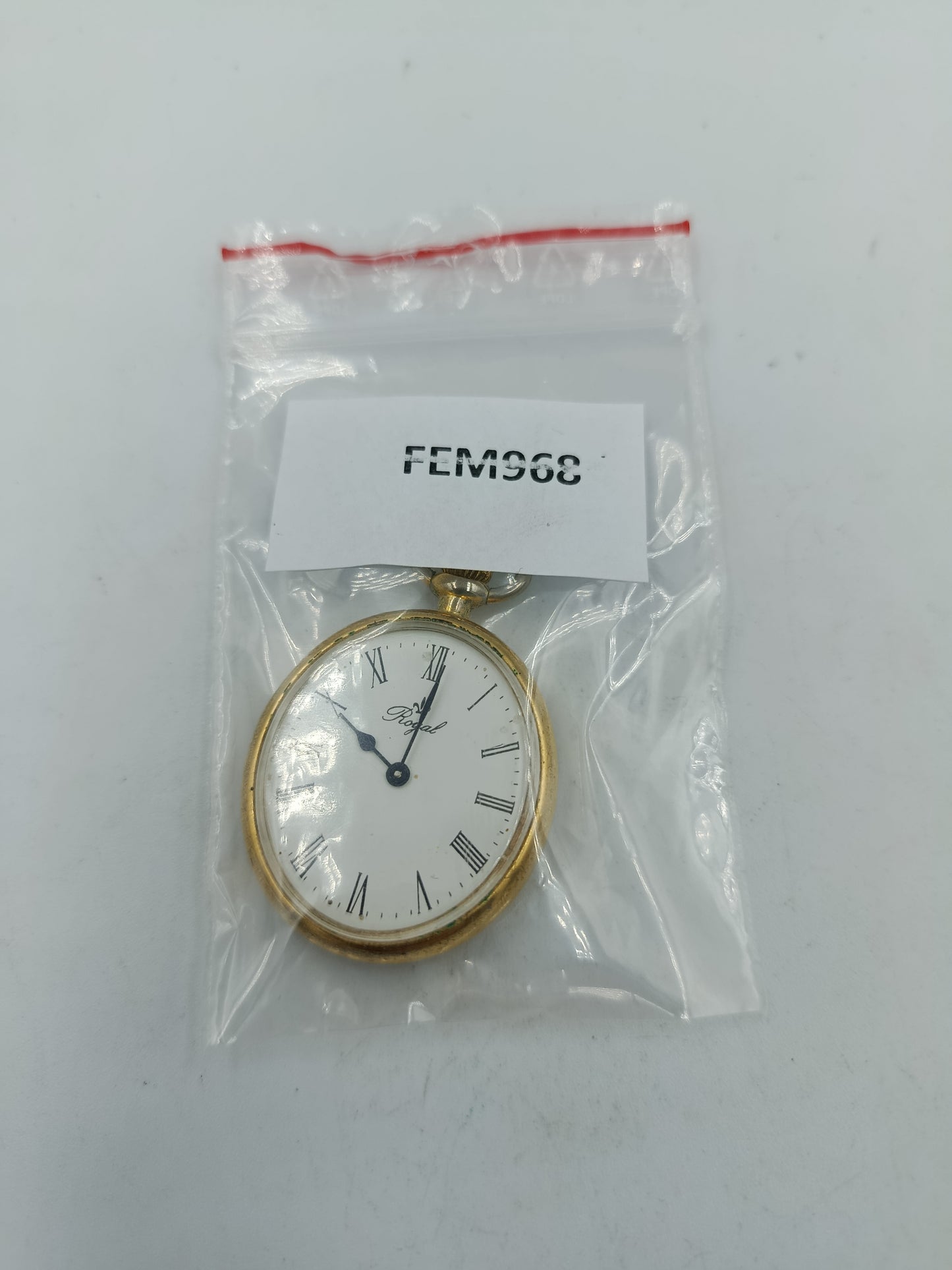 Royal Taschenuhr Goldfarben Weißes Zifferblatt Römische Ziffern