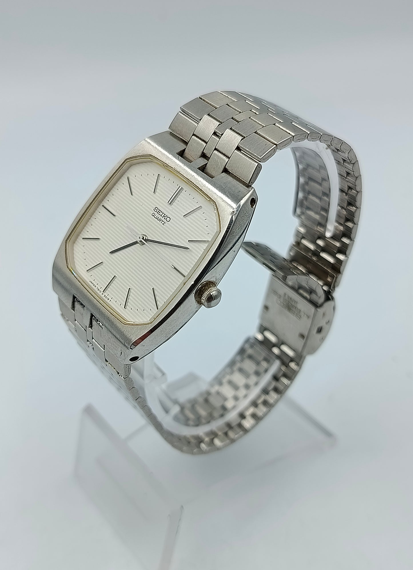 Seiko Quartz Armbanduhr Edelstahl Japan 7810 5019 Vintage