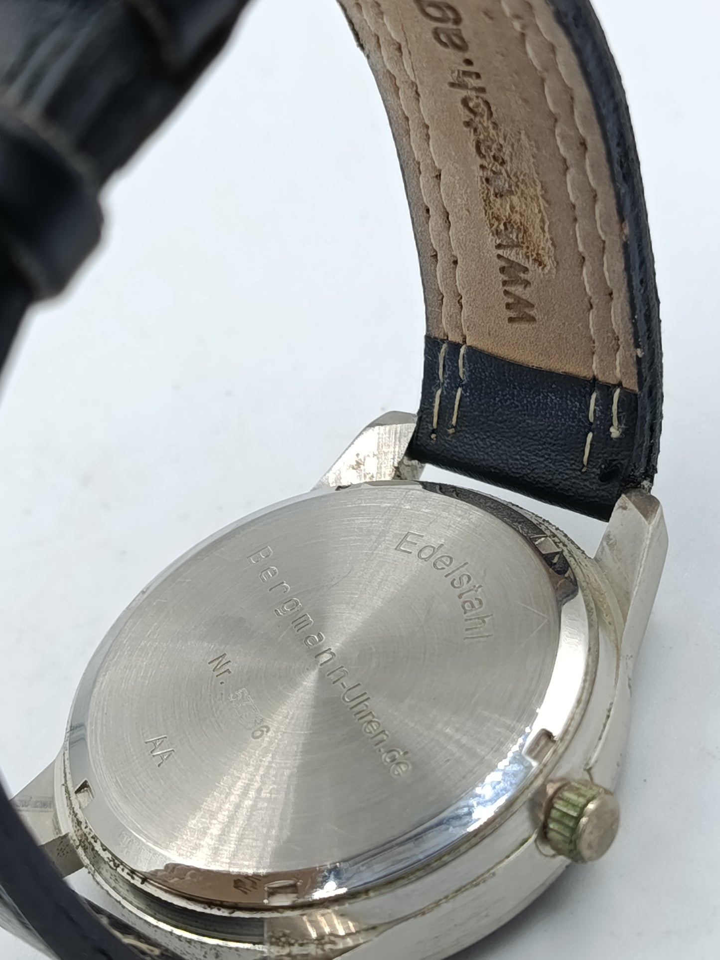 Bergmann Armbanduhr Edelstahl Schwarz Pilot Design mit Datumsanzeige