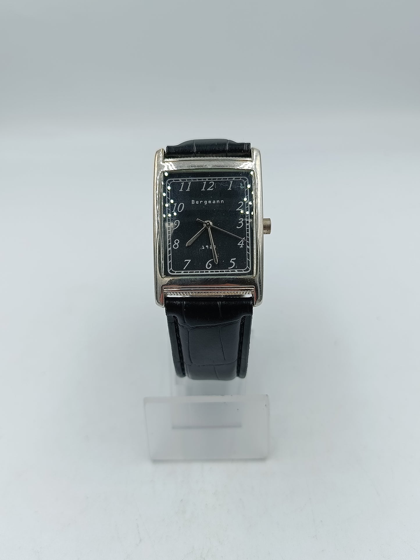 Bergmann Armbanduhr Edelstahl Schwarz Rechteckig Klassisch 3ATM