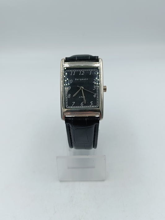 Bergmann Armbanduhr Edelstahl Schwarz Rechteckig Klassisch 3ATM
