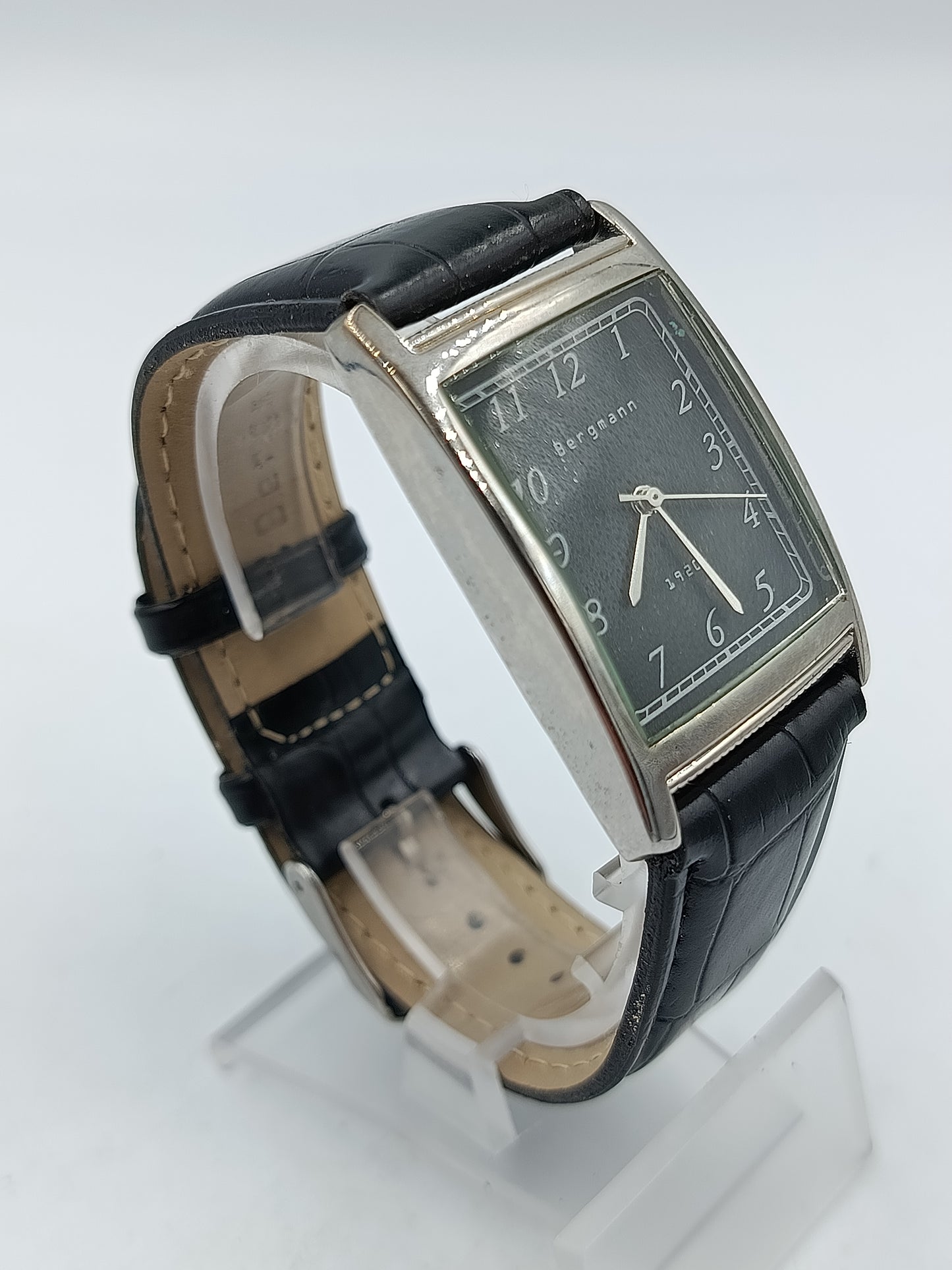 Bergmann Armbanduhr Edelstahl Schwarz Rechteckig Klassisch 3ATM