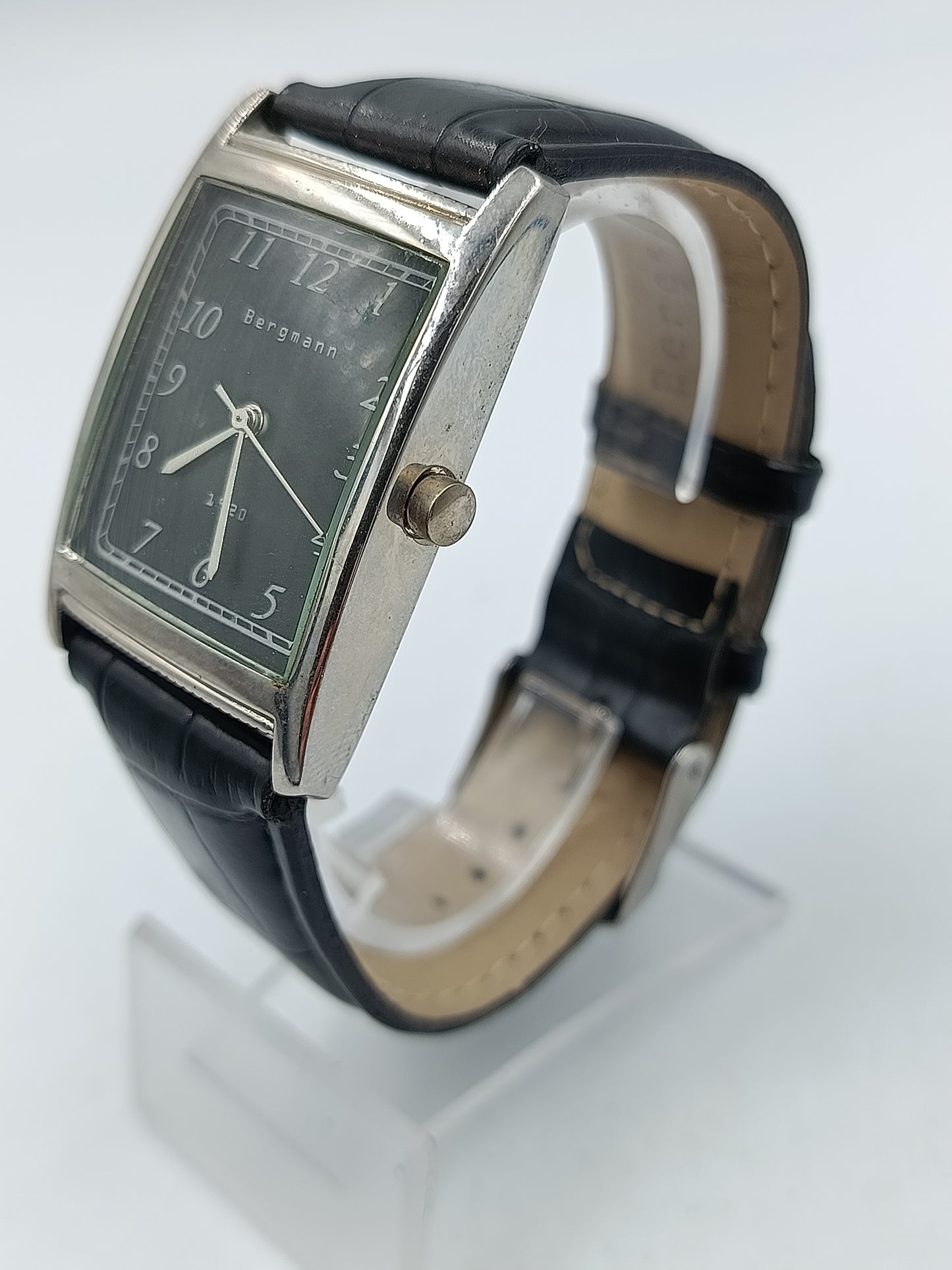 Bergmann Armbanduhr Edelstahl Schwarz Rechteckig Klassisch 3ATM