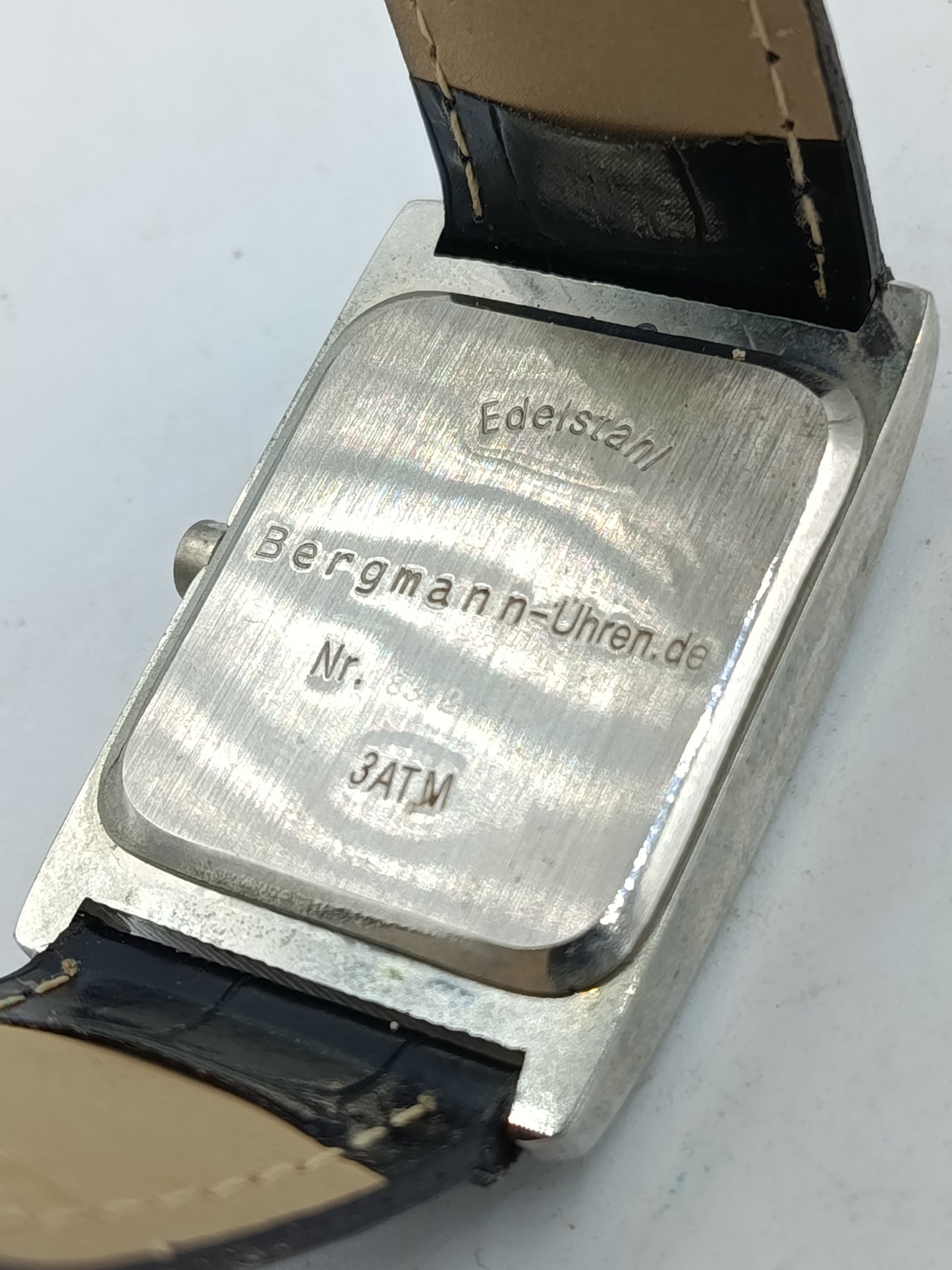 Bergmann Armbanduhr Edelstahl Schwarz Rechteckig Klassisch 3ATM