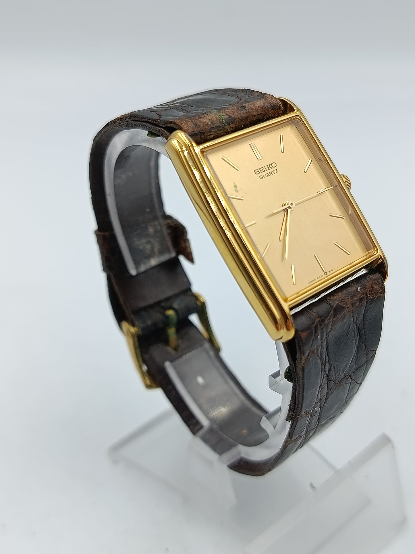Seiko Quartz 6531-5110 Goldfarben Rechteckig Vintage Japan