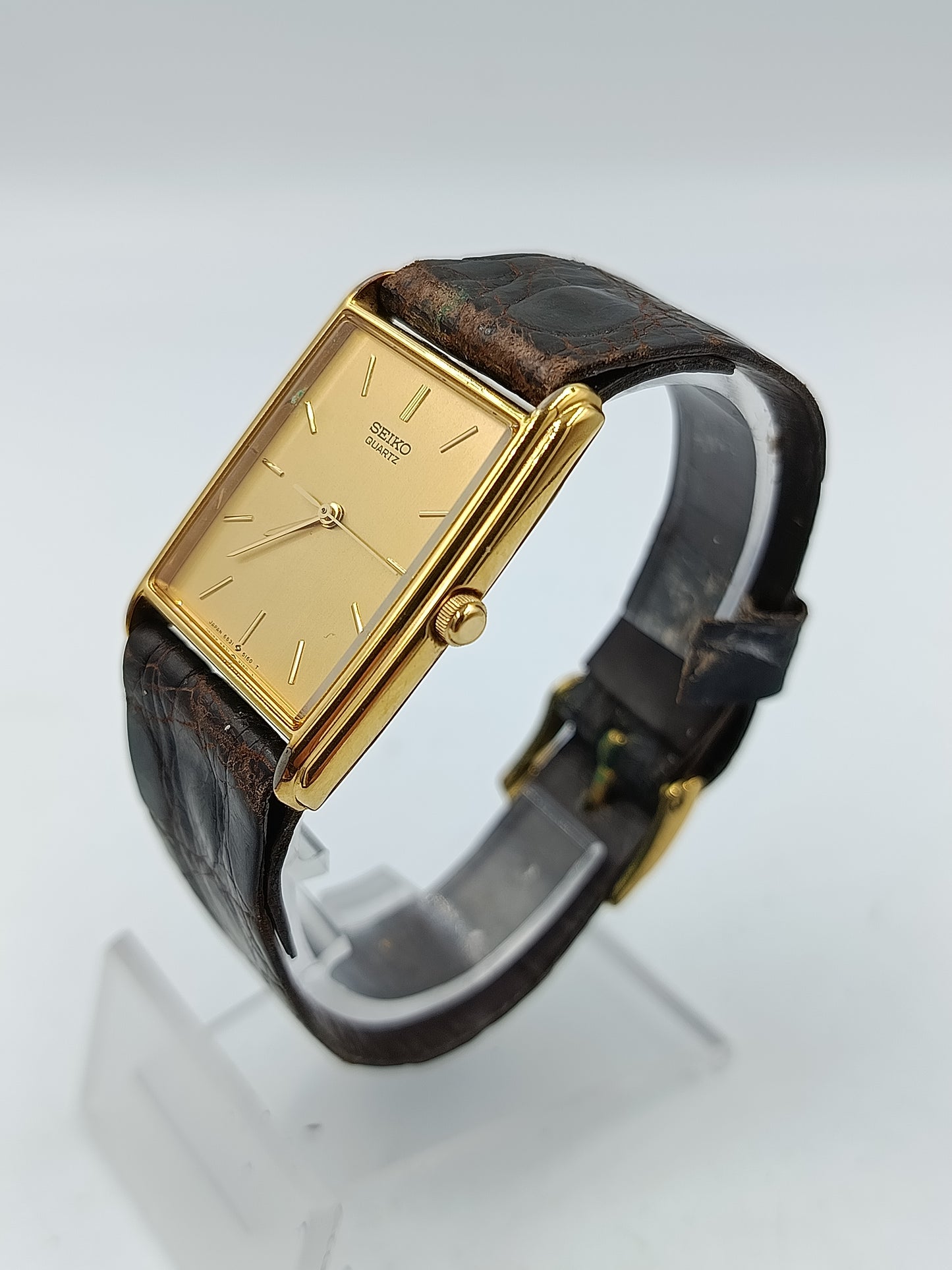 Seiko Quartz 6531-5110 Goldfarben Rechteckig Vintage Japan