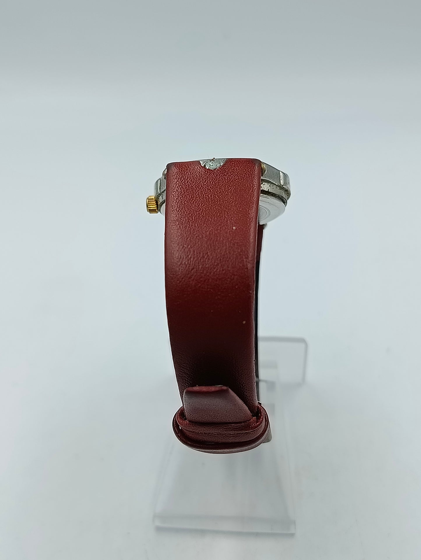 CI und KA Damenarmbanduhr Rot Silberfarben Vintage USA