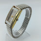Quartz Armbanduhr Silber Goldfarben Rechteckig Stretchband Vintage