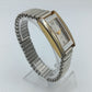 Quartz Armbanduhr Silber Goldfarben Rechteckig Stretchband Vintage