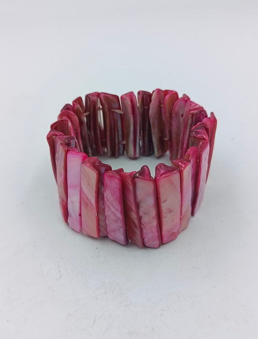 Elastisches Armband Pink Muschelschalen Design Perlmutt Optik