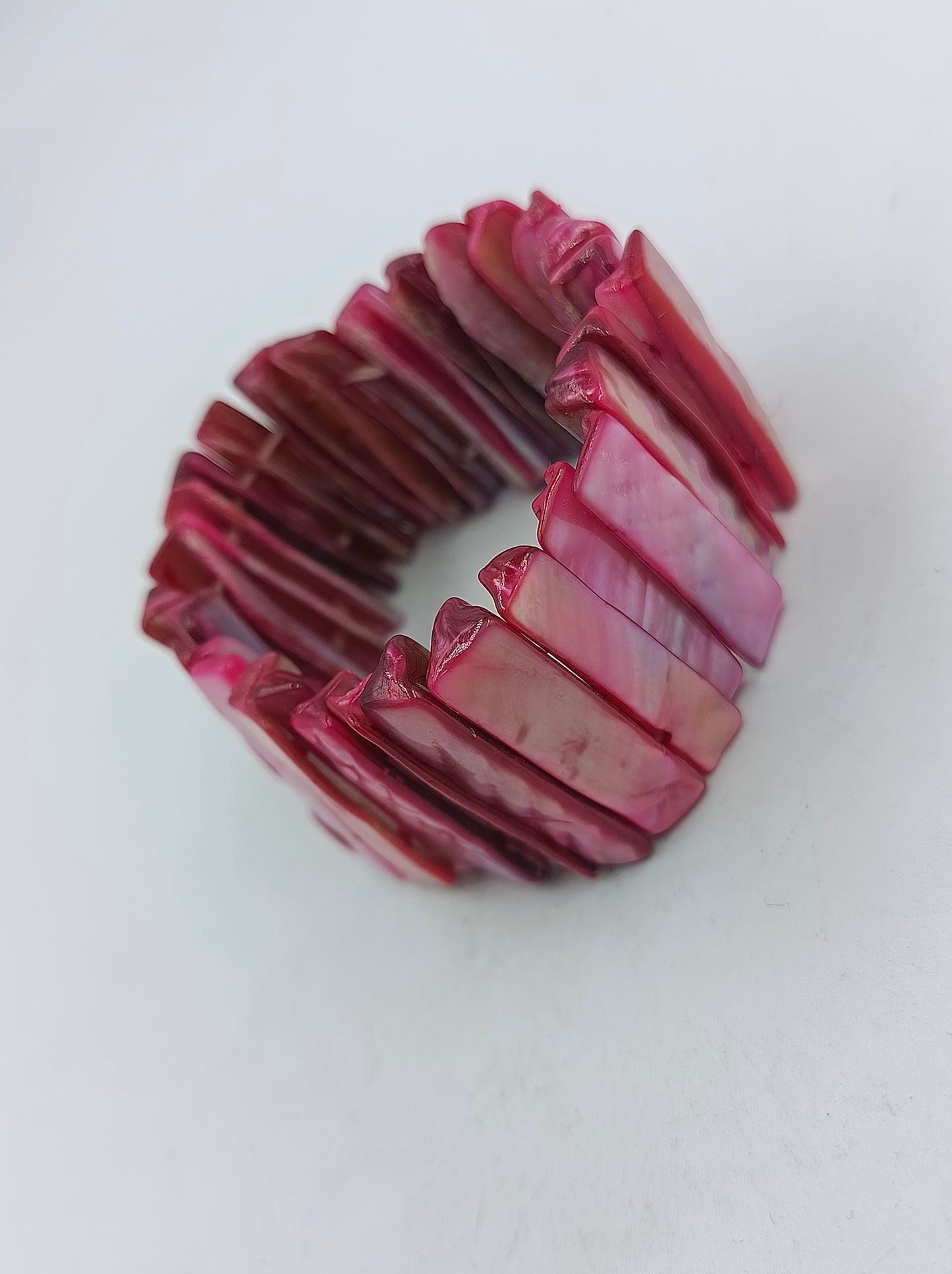 Elastisches Armband Pink Muschelschalen Design Perlmutt Optik