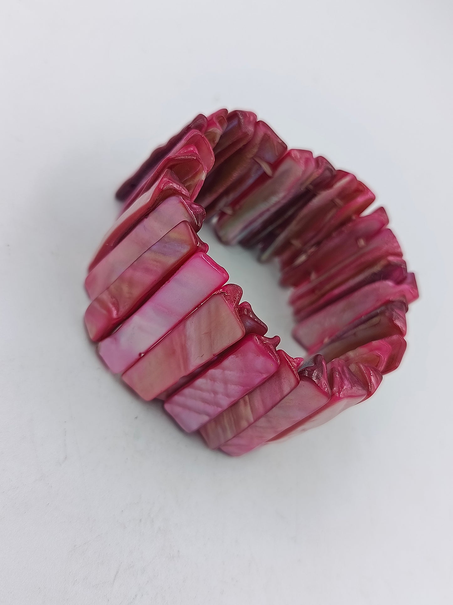 Elastisches Armband Pink Muschelschalen Design Perlmutt Optik