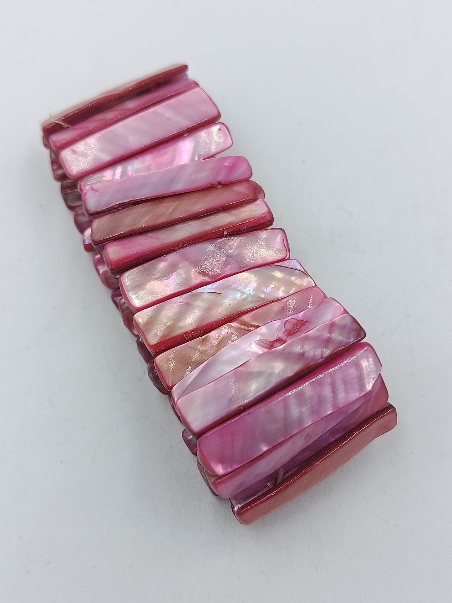 Elastisches Armband Pink Muschelschalen Design Perlmutt Optik