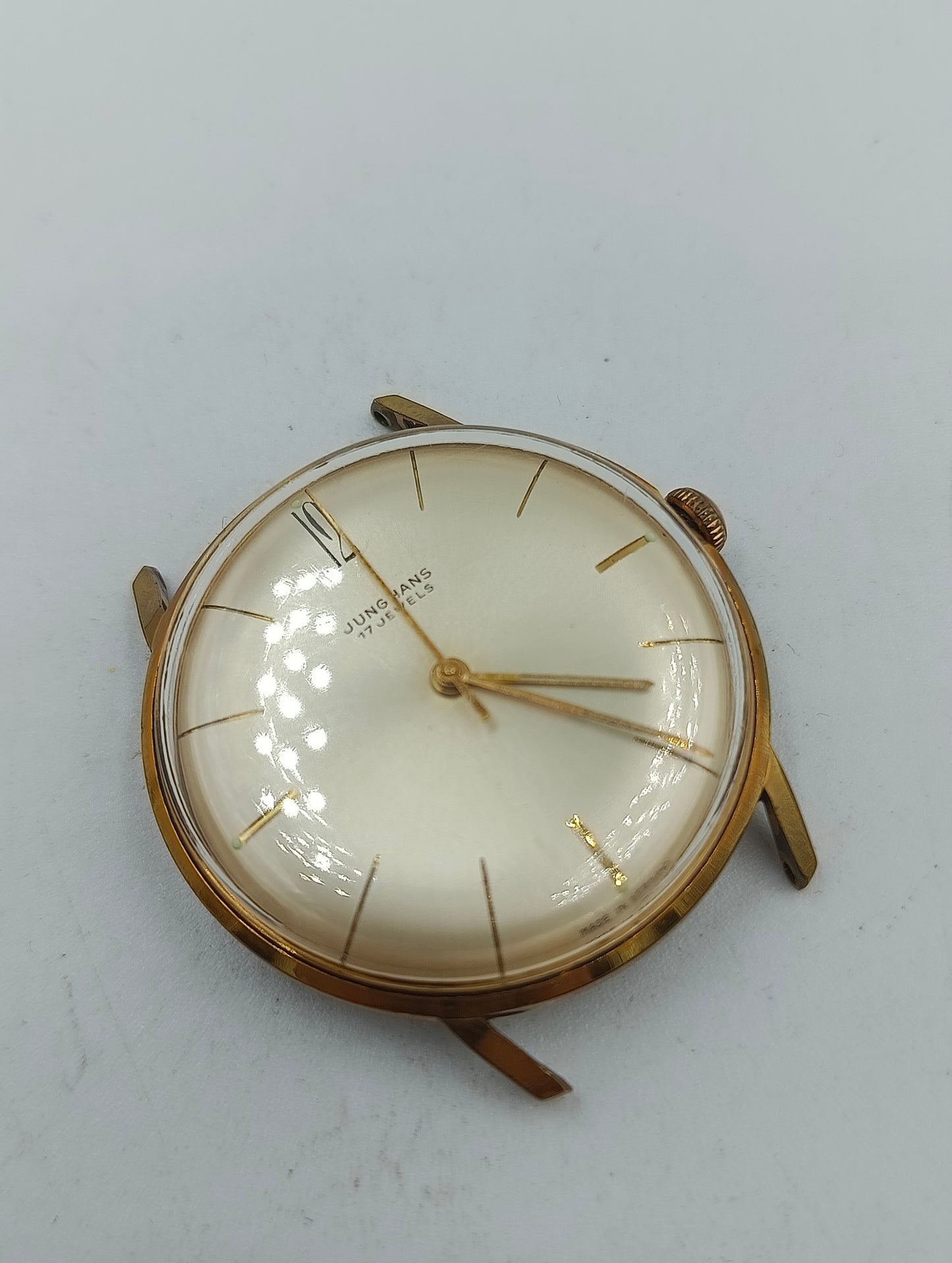 Junghans 17 Jewels Handaufzug Vintage Herrenarmbanduhr Goldfarben 1960er