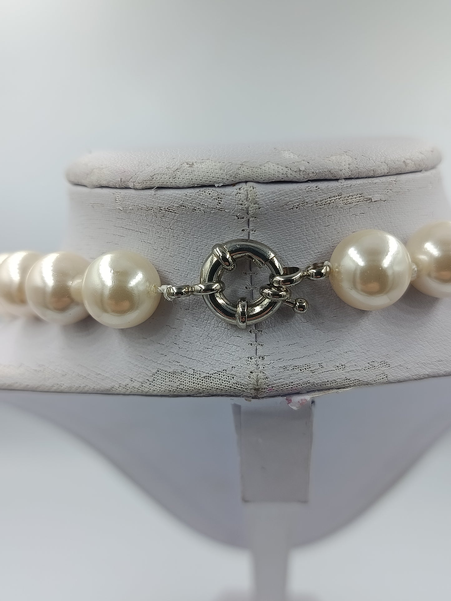 Perlenkette Cremefarben mit Strass Kugel Klassisch Elegant Vintage Stil