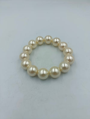 Elastisches Perlenarmband Cremefarben Klassisch Elegant Vintage Stil