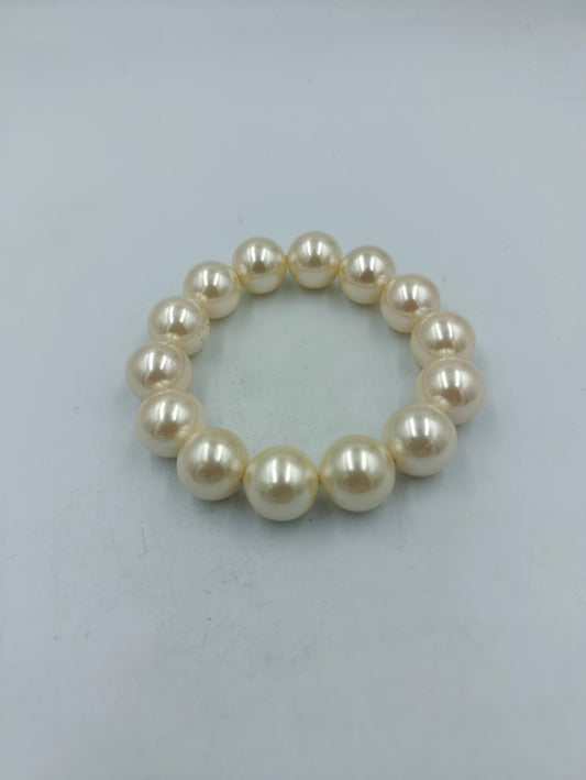 Elastisches Perlenarmband Cremefarben Klassisch Elegant Vintage Stil