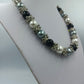 Perlenkette Schwarz Grau Weiß mit Strass Elementen Elegant Glamour Stil