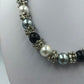 Perlenkette Schwarz Grau Weiß mit Strass Elementen Elegant Glamour Stil
