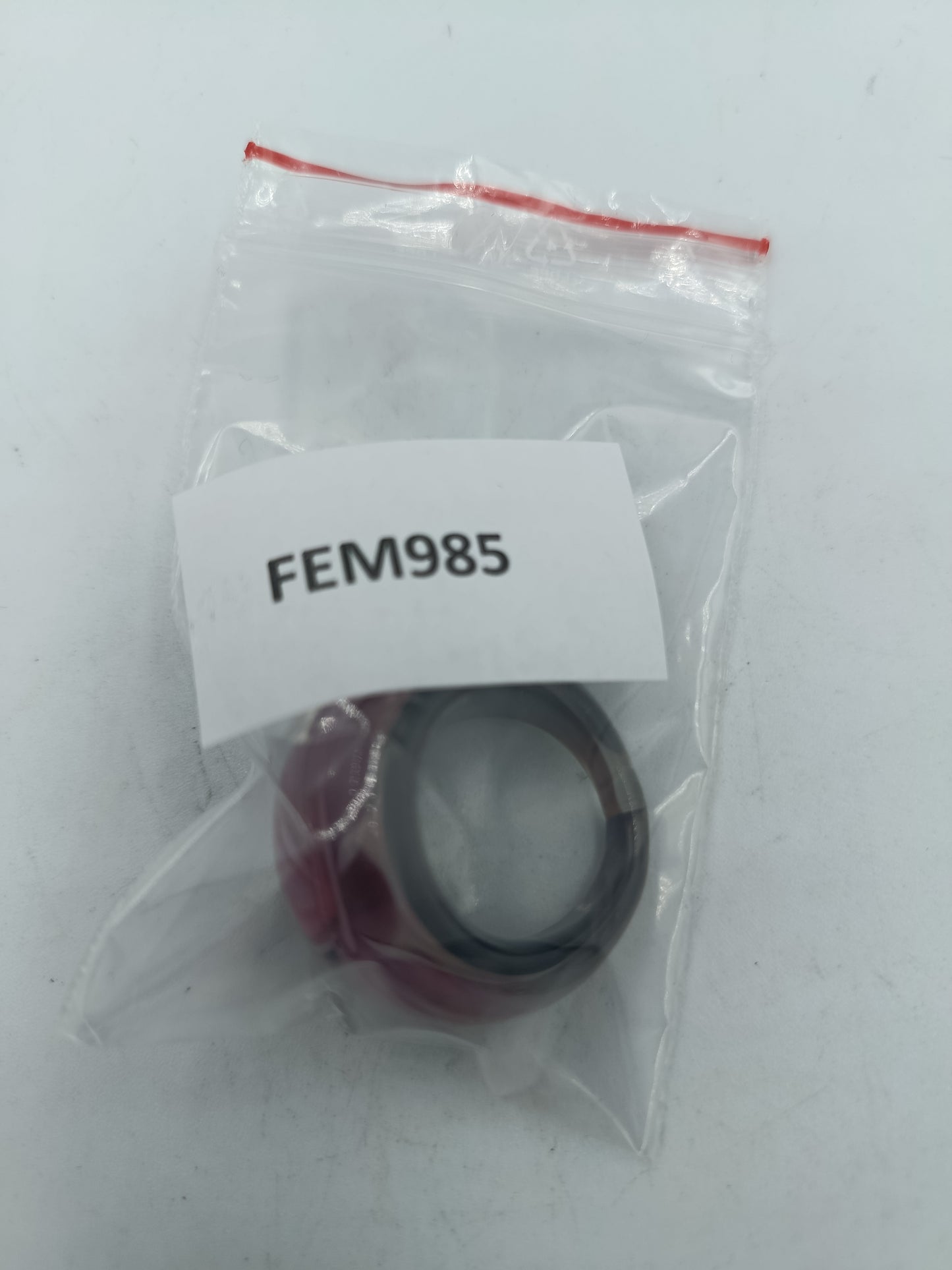 Glasring Schwarz Rosa Handgefertigt Blumen Design Größe 55