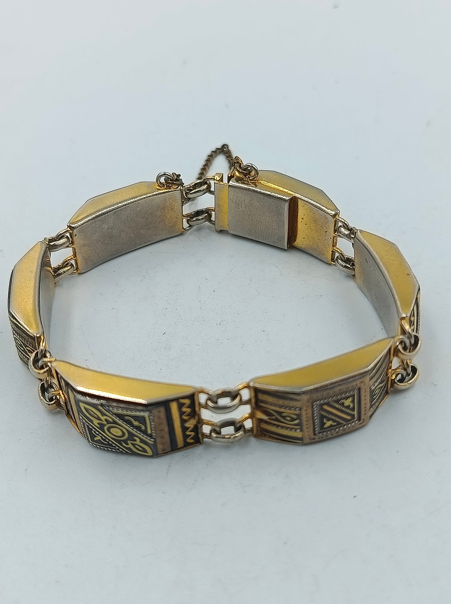 Vintage  Armband Silber Gold Gravur Muster  Damen Schmuck