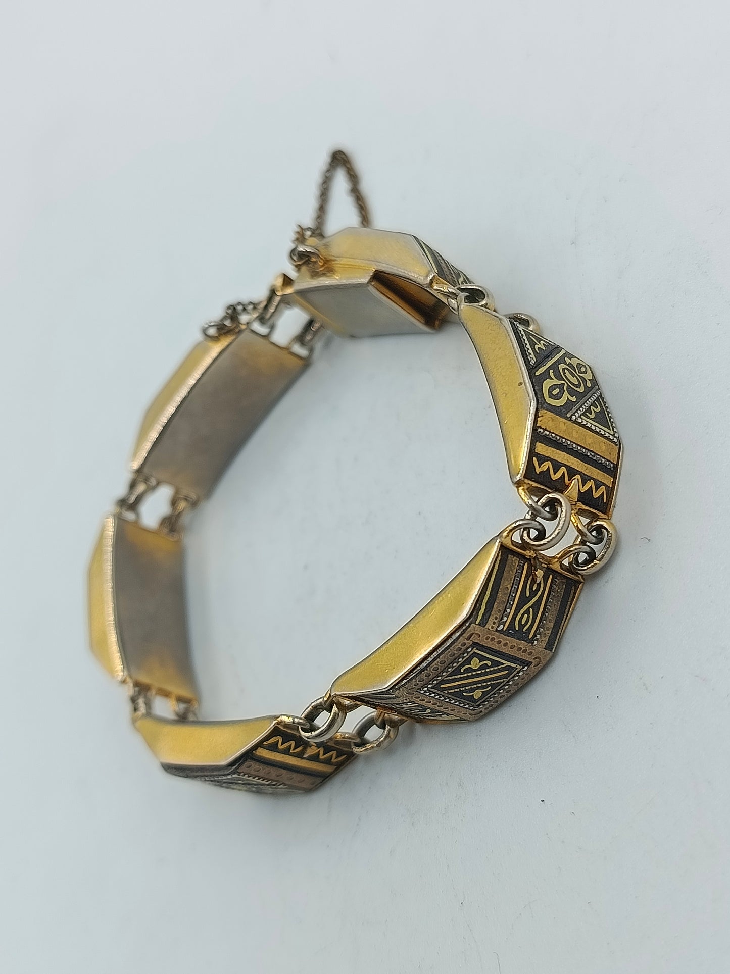 Vintage  Armband Silber Gold Gravur Muster  Damen Schmuck