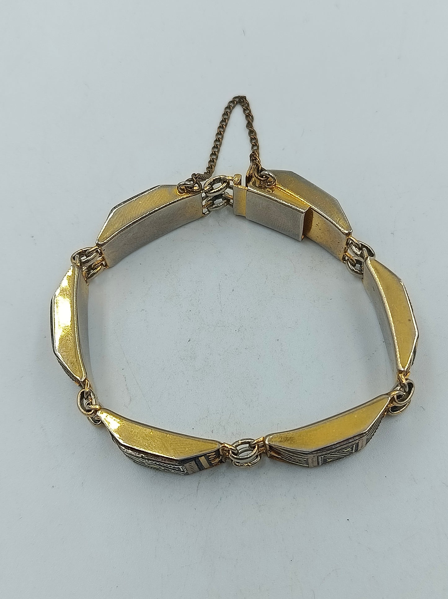 Vintage  Armband Silber Gold Gravur Muster  Damen Schmuck