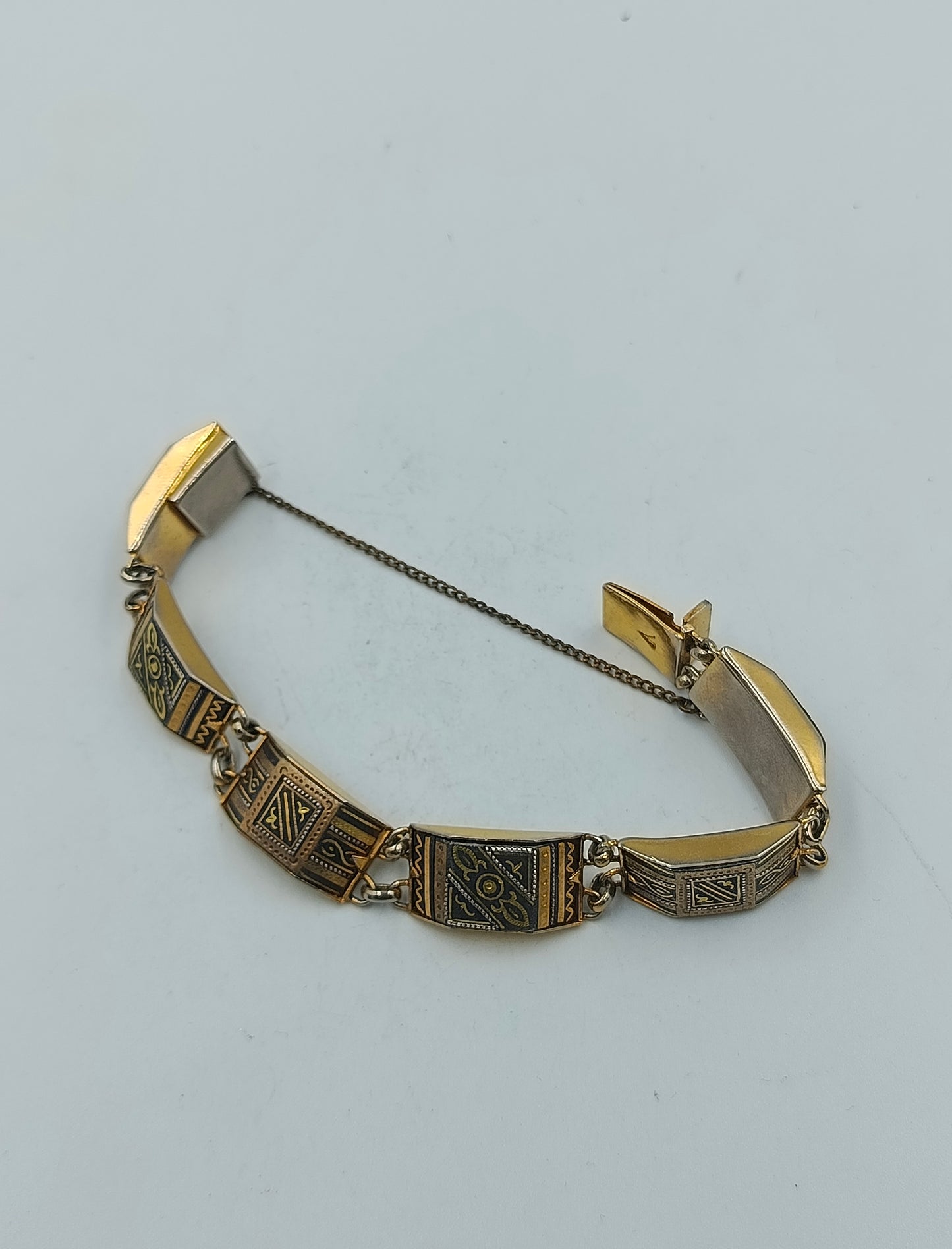 Vintage  Armband Silber Gold Gravur Muster  Damen Schmuck