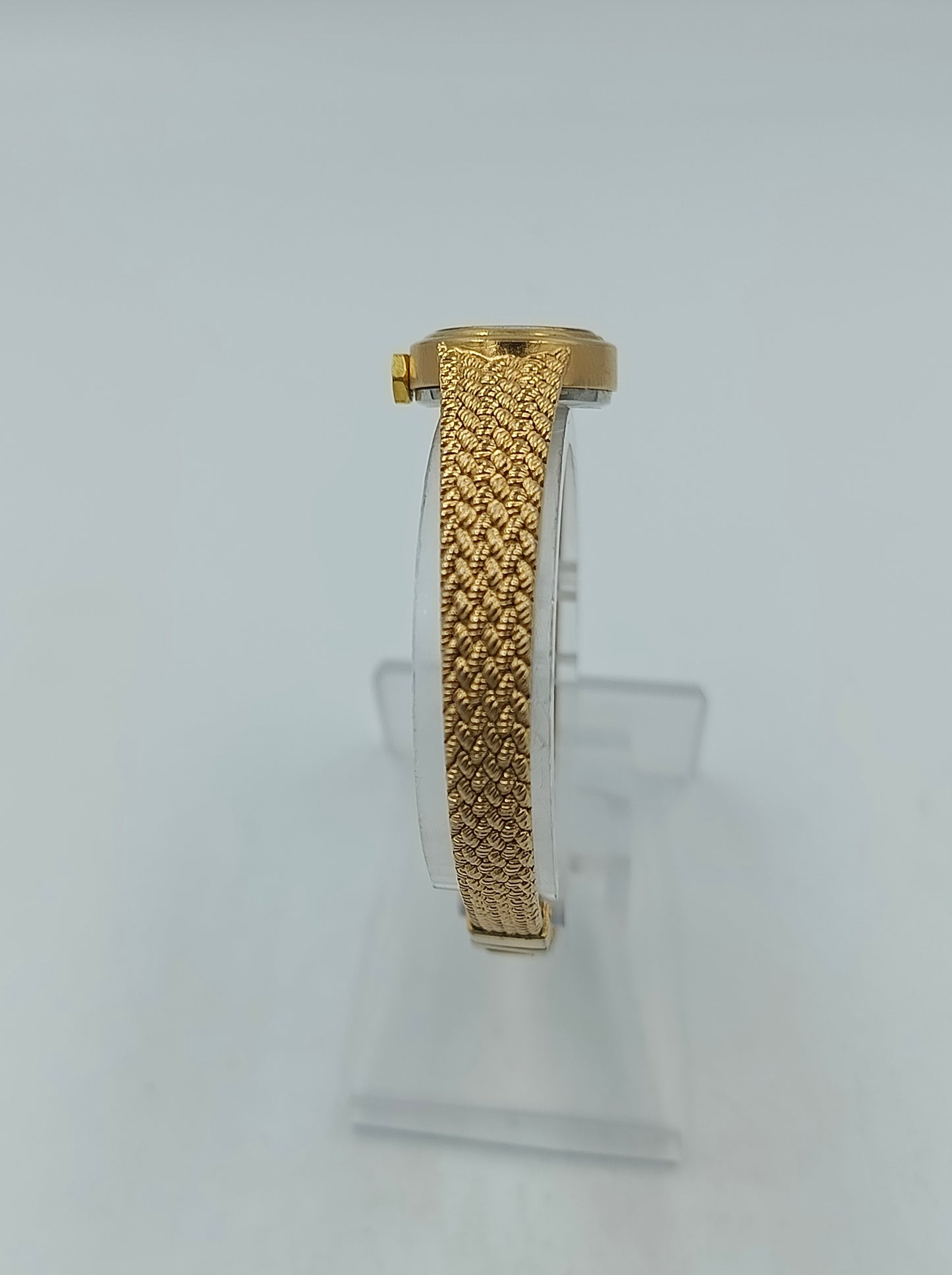 Regent Damen Armbanduhr Goldfarben Vintage Design mit Strukturband Quartz Uhr