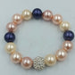 Armband elastisch mit Perlen in Creme Rosa Blau und Strass Kugel Schmuck