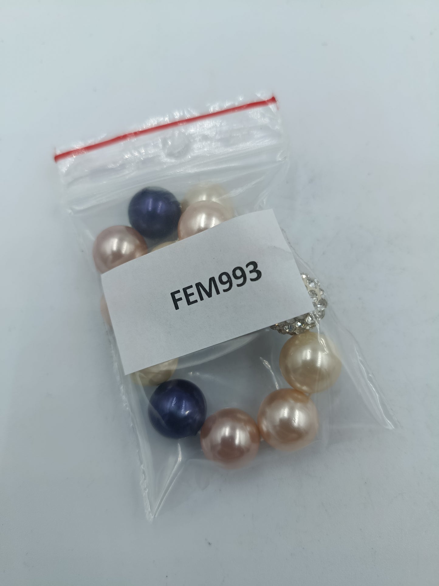 Armband elastisch mit Perlen in Creme Rosa Blau und Strass Kugel Schmuck