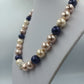 Halskette mit Perlen in Creme Rosa Blau und Strass Kugel eleganter Schmuck