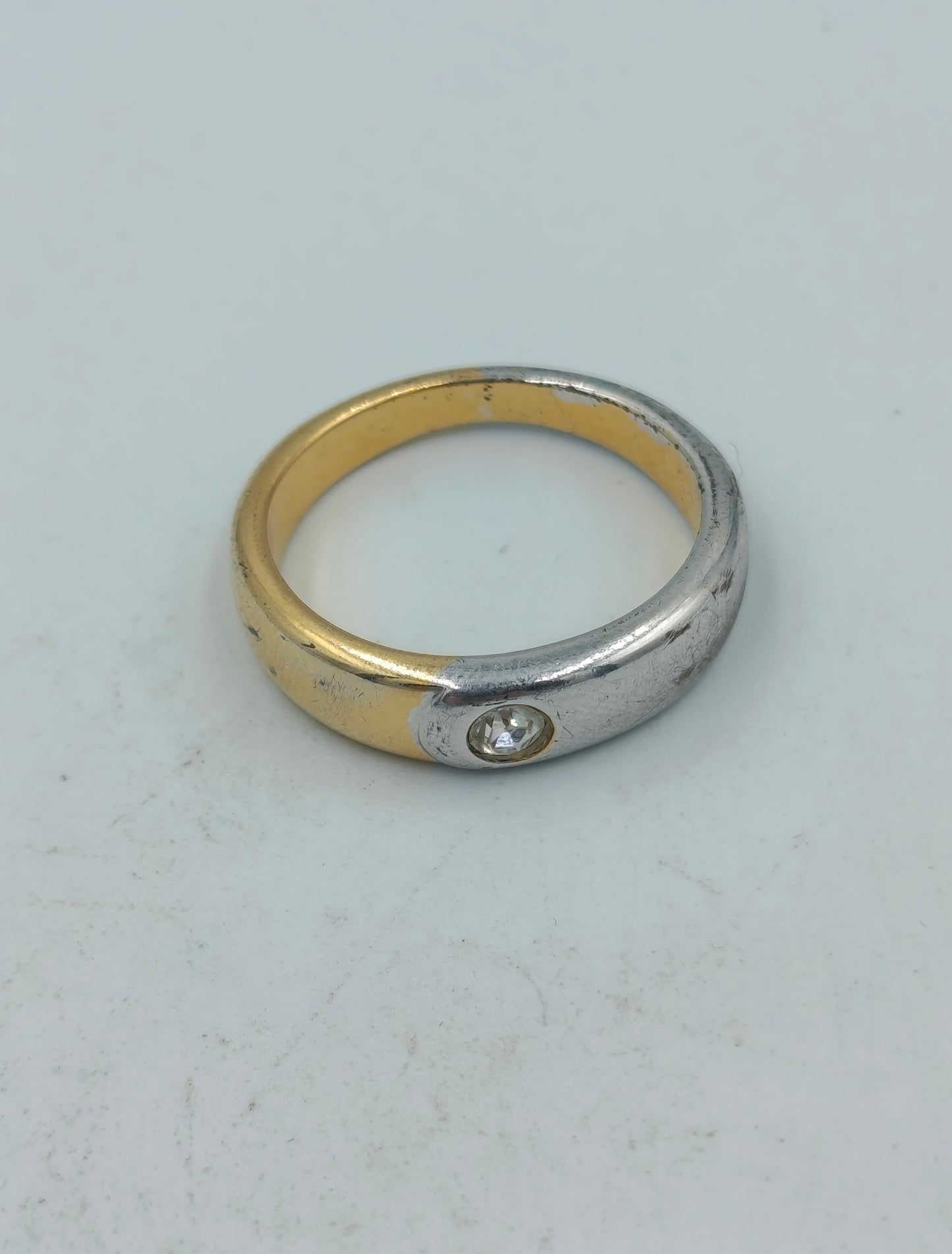 Bicolor Ring silber gold mit klarem Stein zeitlos elegant Schmuck