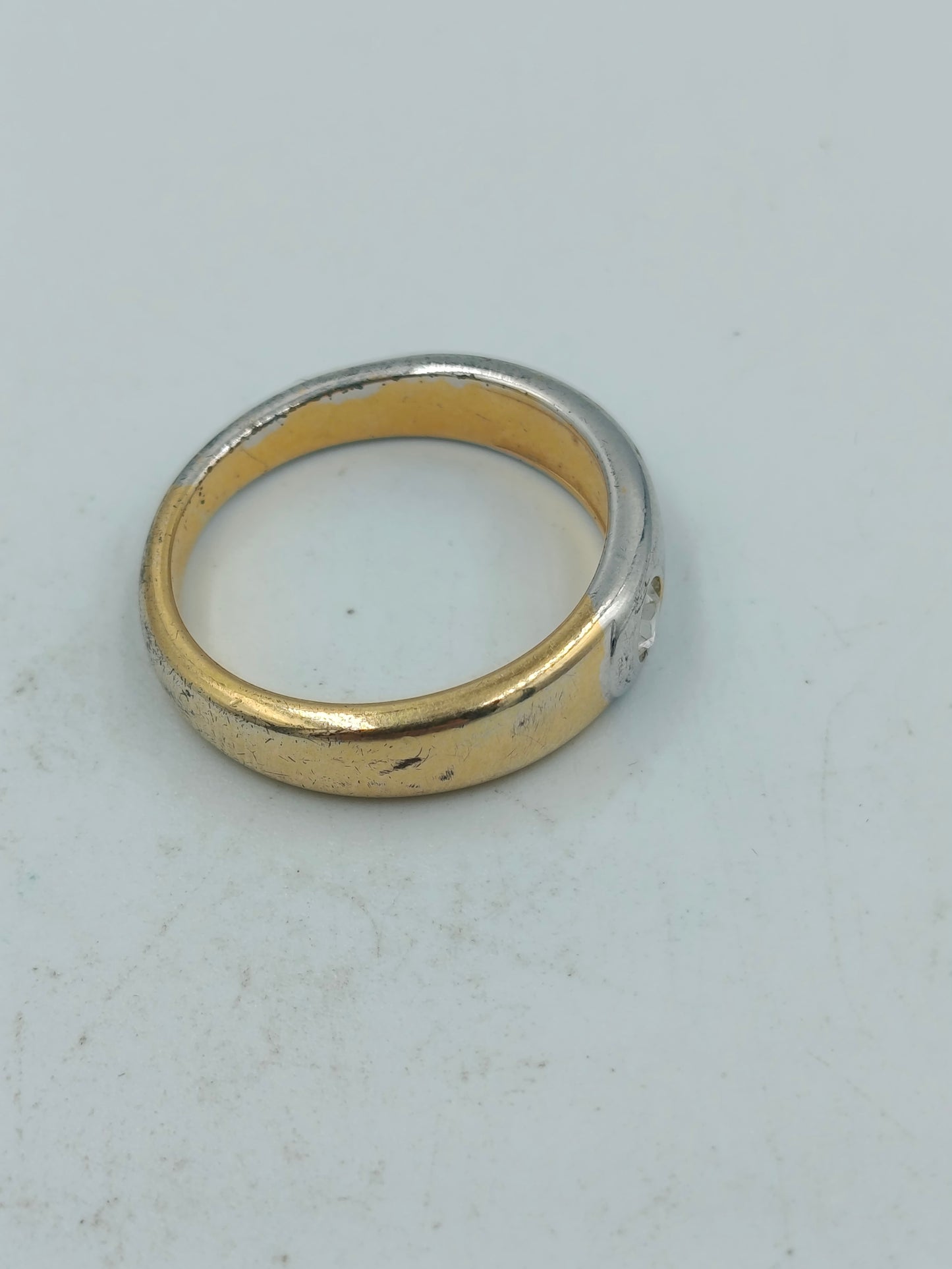 Bicolor Ring silber gold mit klarem Stein zeitlos elegant Schmuck