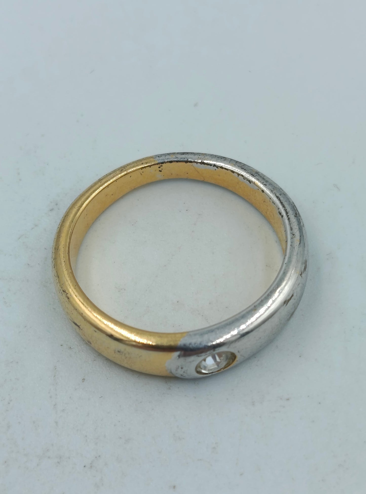 Bicolor Ring silber gold mit klarem Stein zeitlos elegant Schmuck