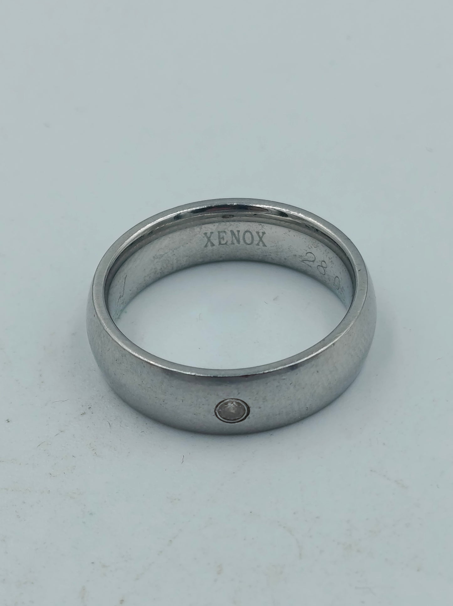 XENOX Edelstahl Ring mit kleinem Stein schlicht modern Damen Herren