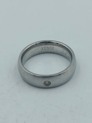 XENOX Edelstahl Ring mit kleinem Stein schlicht modern Damen Herren