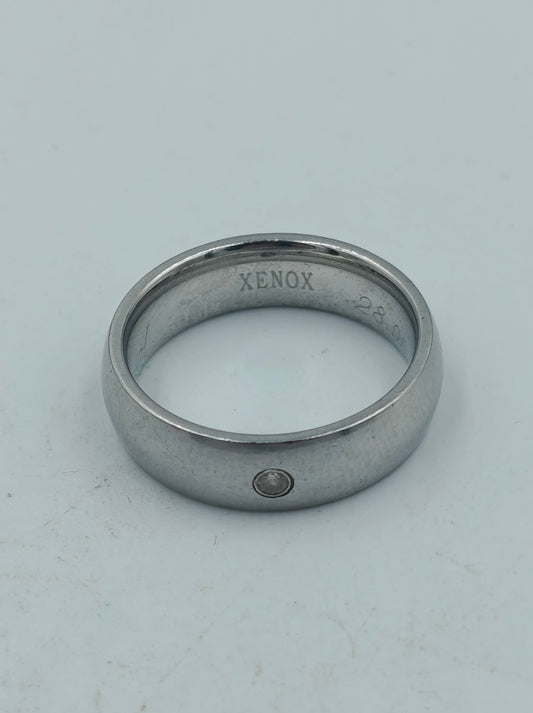 XENOX Edelstahl Ring mit kleinem Stein schlicht modern Damen Herren