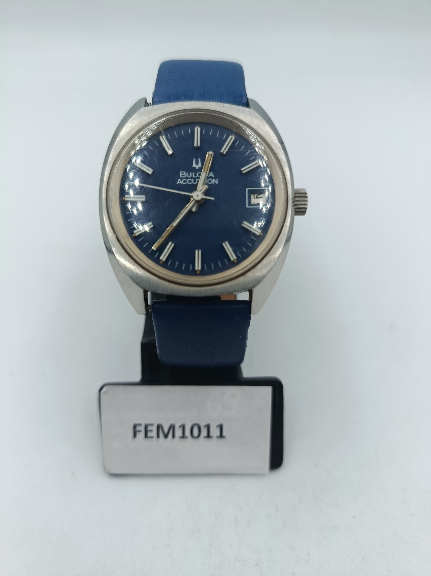 Bulova Accutron Armbanduhr Blau Silber Vintage Herren Uhr