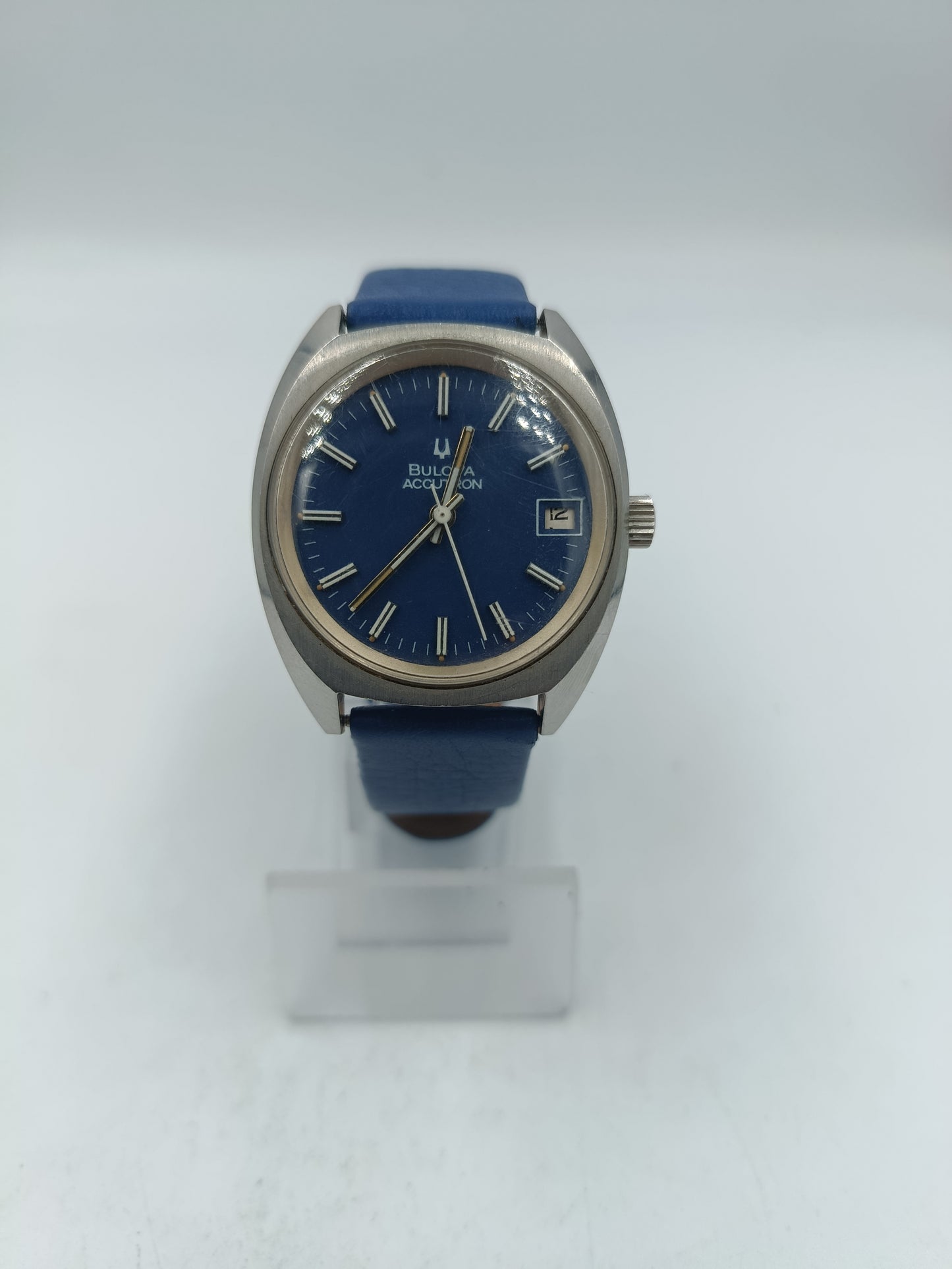 Bulova Accutron Armbanduhr Blau Silber Vintage Herren Uhr