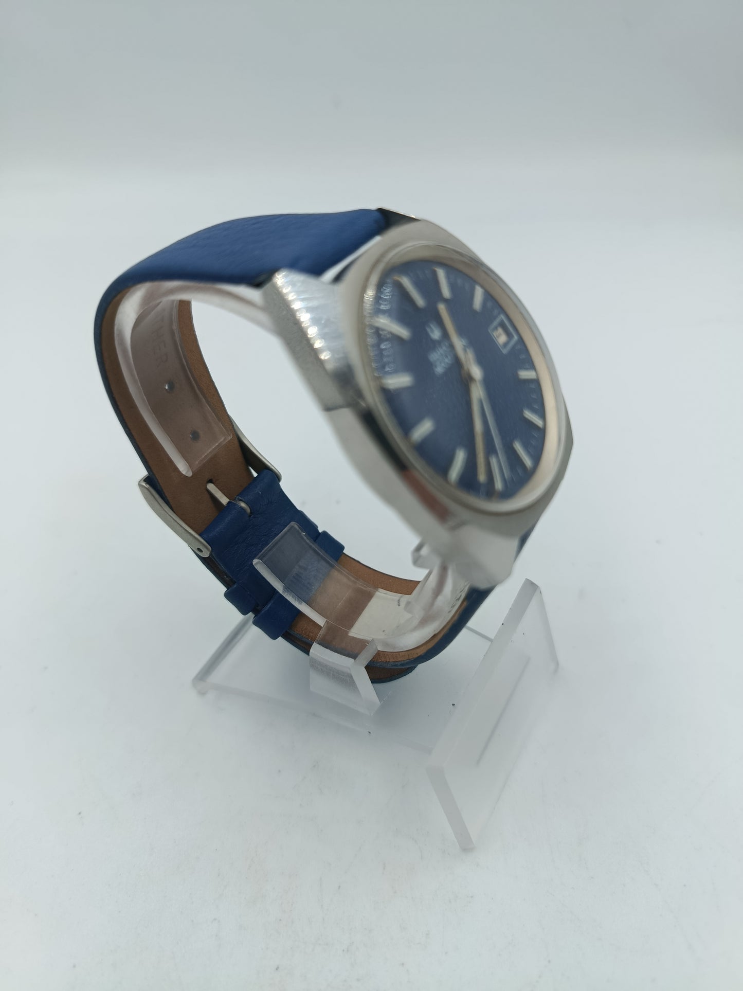 Bulova Accutron Armbanduhr Blau Silber Vintage Herren Uhr