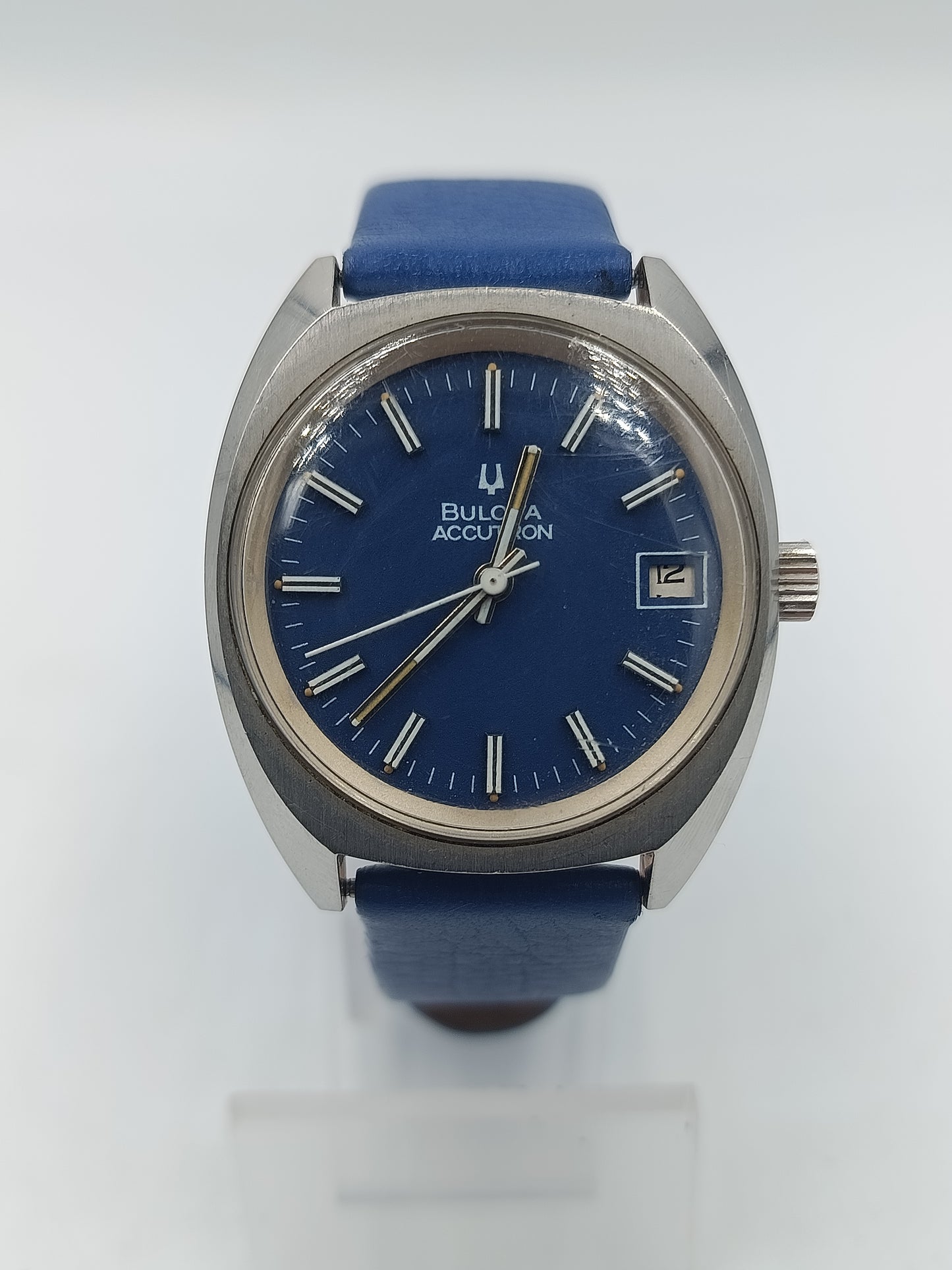 Bulova Accutron Armbanduhr Blau Silber Vintage Herren Uhr