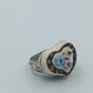 925 Silber Ring Herzform Blumen Zirkonia bunt Gr53 Vintage Schmuck