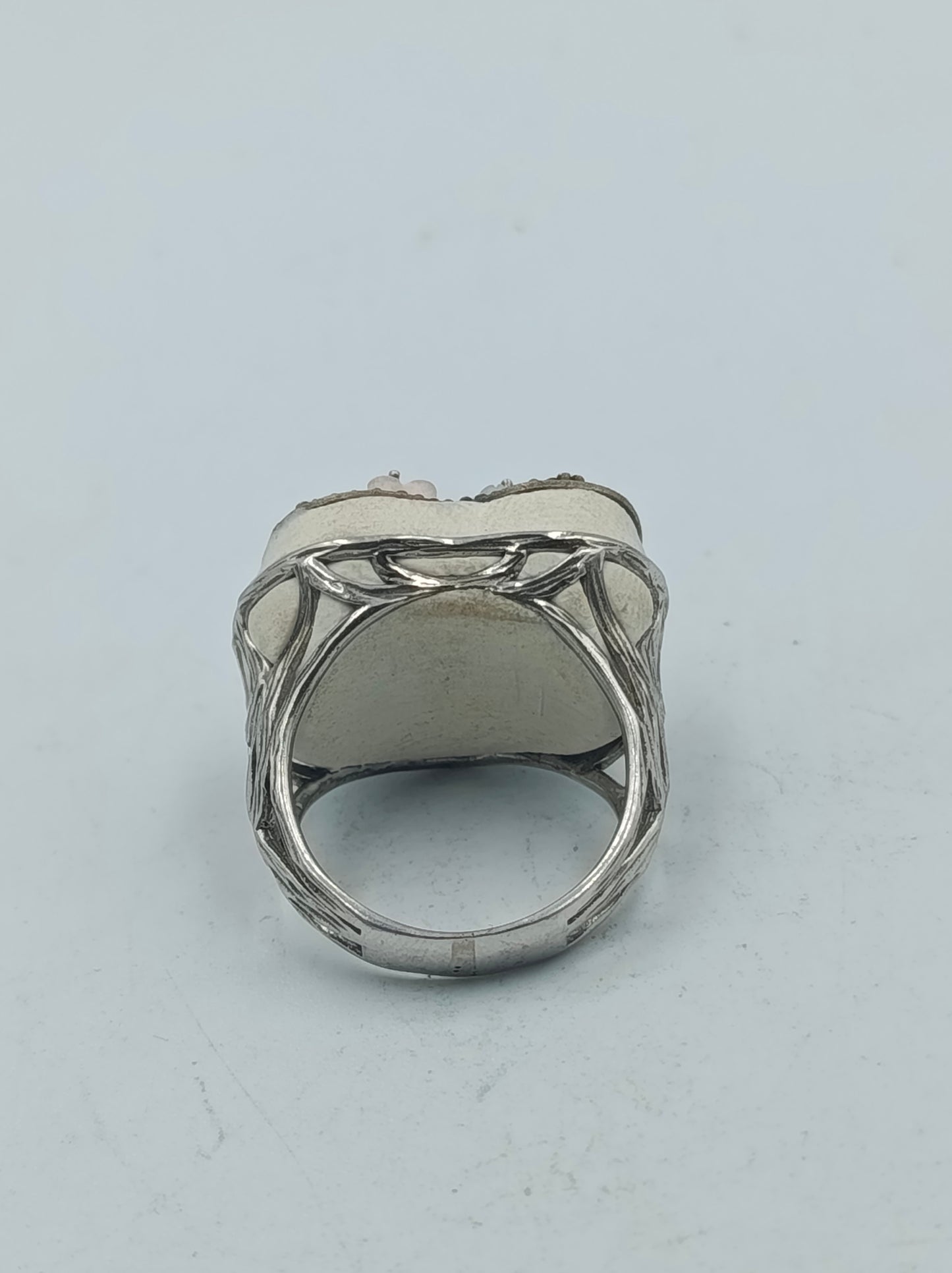 925 Silber Ring Herzform Blumen Zirkonia bunt Gr53 Vintage Schmuck