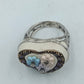 925 Silber Ring Herzform Blumen Zirkonia bunt Gr53 Vintage Schmuck