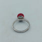 925 Silber Ring mit rotem Kristall Kugel Design Gr52 Elegant Modern