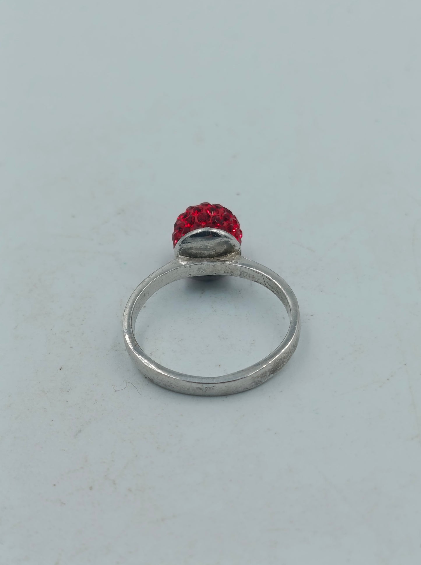 925 Silber Ring mit rotem Kristall Kugel Design Gr52 Elegant Modern